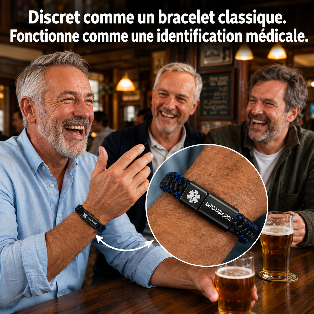 Bracelet médical d'identification « Anticoagulants » tressé – Ploverd