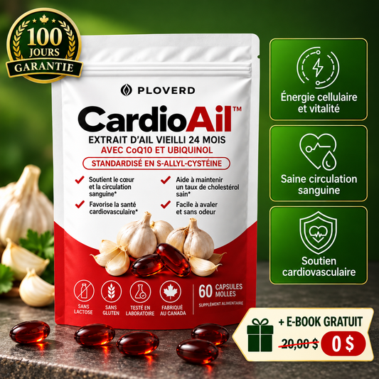PLOVERD CardioAil™ – Extrait d'ail vieilli pendant 24 mois avec CoQ10 et vitamine K2