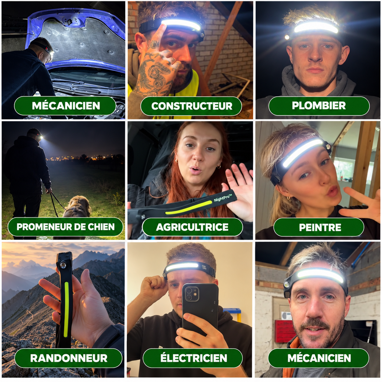 NightPro™ — Lampe frontale LED rechargeable