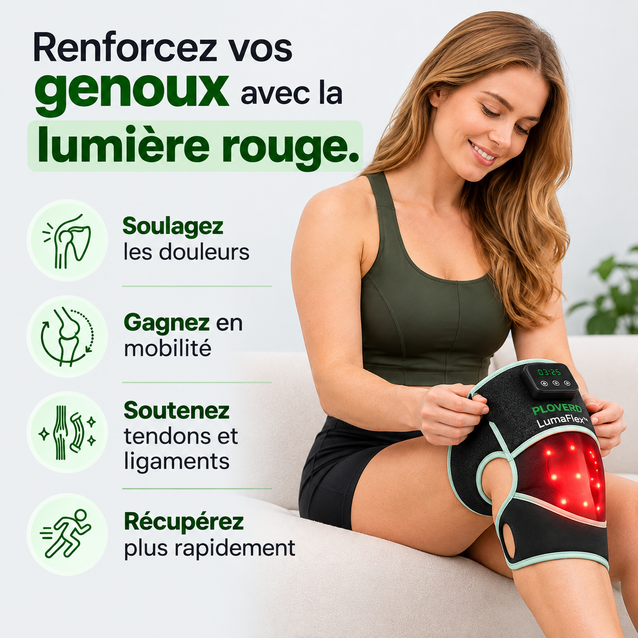 LumaFlex™ — Genouillère à lumière rouge et infrarouge